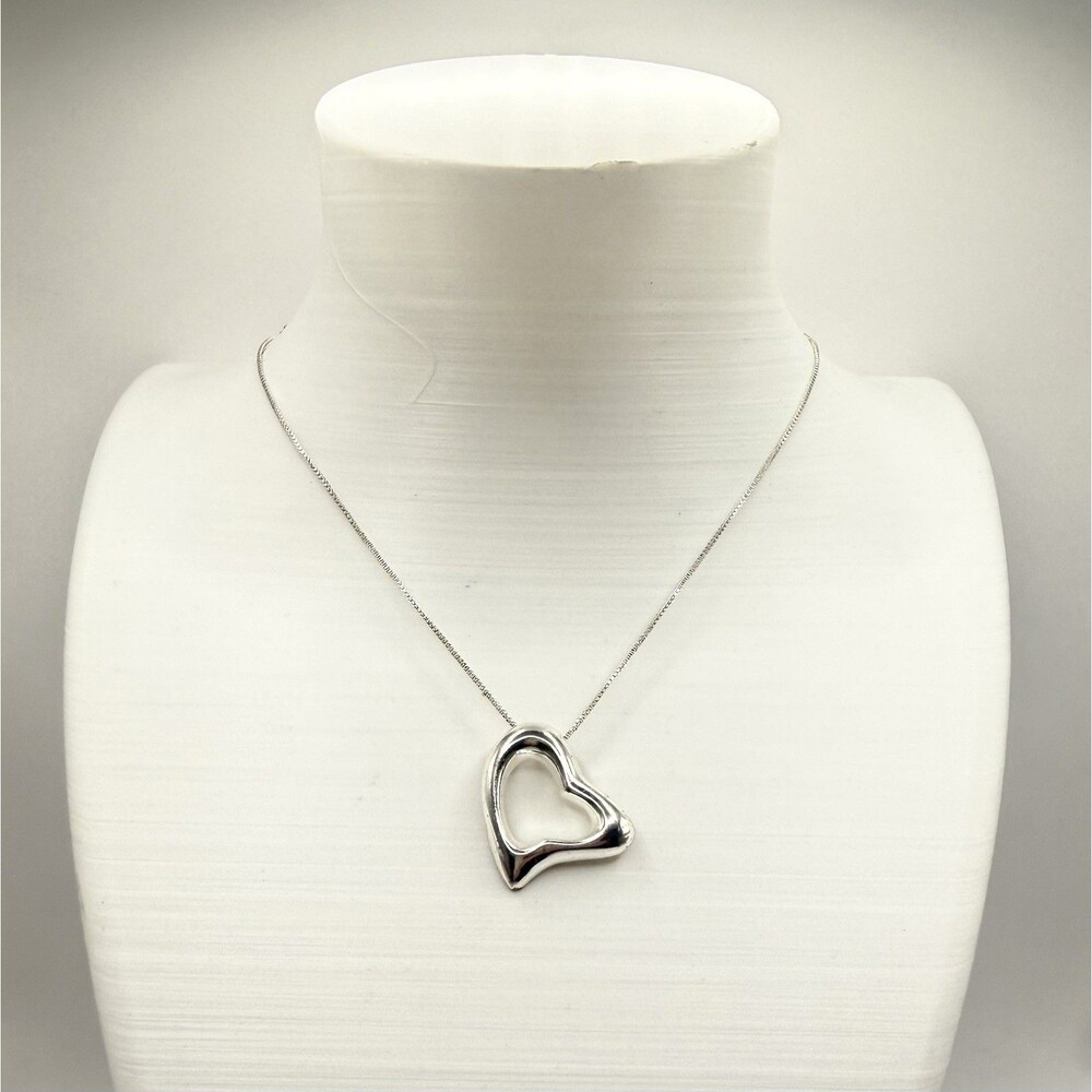 Vintage 925 Sterling Silver Open Heart Floating Pendant Signed SU Thailand Italy